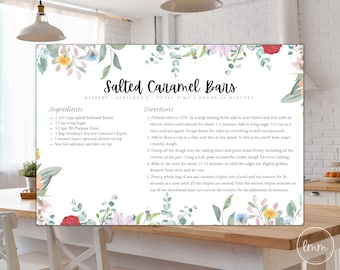 Floral Customizable Recipe Card Template - Recipe Card Digital Download 4x6&quot; - Editable Recipe Cards - Canva Simple Recipe Cards
