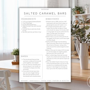 Minimalist Customizable Full Page Recipe Card Template - Recipe Card Digital Download 8x11.5&quot; - Editable Recipe Cards - Canva Recipe Cards