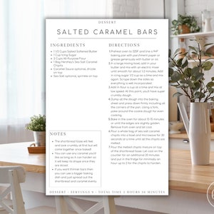 Minimalist Customizable Full Page Recipe Card Template - Recipe Card Digital Download 8x11.5" - Editable Recipe Cards - Canva Recipe Cards