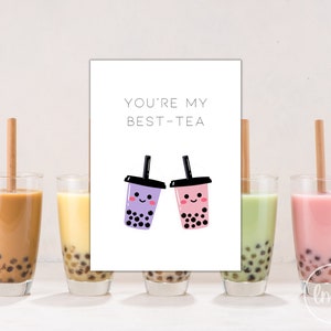 Linda tarjeta "Eres mi mejor amigo" - Descargas digitales - Tarjetas de felicitación imprimibles - Tarjeta de descarga instantánea para el mejor amigo - Tarjeta de felicitación Boba Pun
