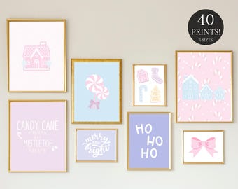 Cute Candyland Pastel Christmas Graphics - 40 Prints - Christmas Wall Art - Christmas Wall Decor - Instant Download - Printable -Digital Art
