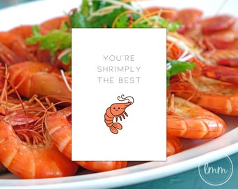 Cute You&#39;re Shrimply The Best Card - Digital Downloads - Printable Greeting Cards - Instant Download Crusteancore Card - Greeting Card