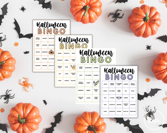 Cute Halloween Bingo - Customizable Canva Template - Halloween Party Games - Halloween School Party Digital Download Templates - Seasonal