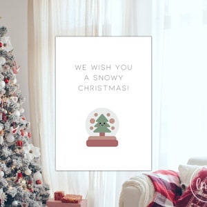 Linda tarjeta de felicitación navideña con texto "Le deseamos una linda Navidad nevada" - Tarjeta festiva con descarga instantánea digital - Tarjeta de felicitación imprimible - Tarjeta de felicitación navideña