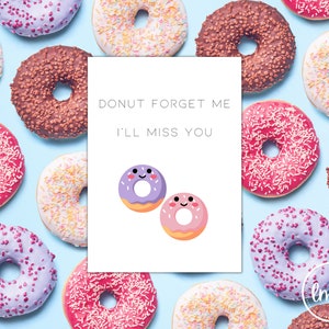 Cartão fofo de donut "Esqueça-me" - Downloads digitais - Cartões de felicitações para impressão - Download instantâneo do cartão "Sinto sua falta" - Cartão de felicitações "Donut Pun"