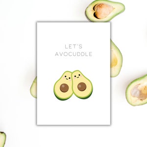 Kaart Let's Avocuddle - Digitale downloads - Afdrukbare wenskaarten - Digitale kaart voor koppels direct downloaden - Wenskaart