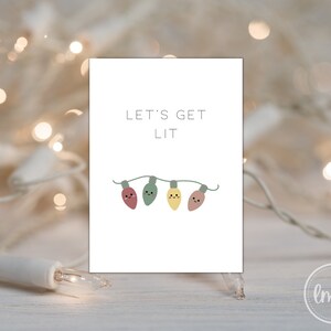 Süße Let's Get Lit Weihnachtskarte - Digitale Downloads - Druckbare Grußkarte - Sofortdownload Weihnachtskarte - Grußkarte