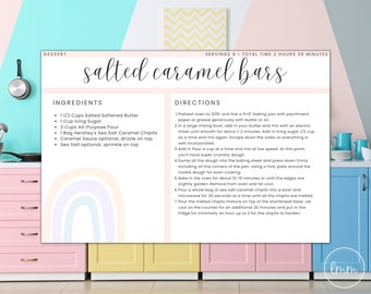 Pastel Recipe Card Template – Customizable 4x6" (Digital Download)