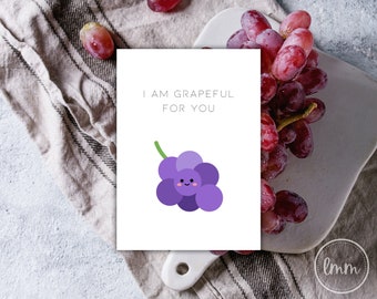 I Am Grapeful For You Card - Digital Downloads - Printable Greeting Cards - Instant Download Digital  Couple Card - Greeting Card