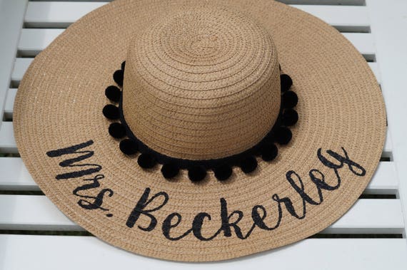 Personnalisé Bridal Shower Cadeau//Personnalisé de chapeau de soleil//Floppy Plage Chapeau//FLOP