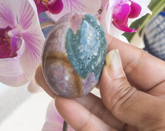 Ocean Jasper Palm Stone, Jasper Gemstone, Jasper Crystal, Pocket Stone, Crystal Healing, Witchcraft Supplies, Rocks Shop, Confidence Crystal