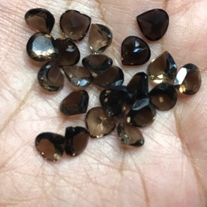 Three 6mm Gemmy Smoky Quartz faceted hearts