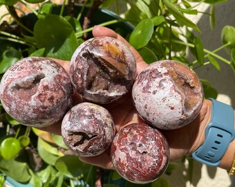 Druzy Jasper Sphere, Red Jasper Sphere, Jasper Ball, Crystal Sphere, Spiritual Decor, Crystal Healing, Wiccan Supplies, Metaphysical Shop