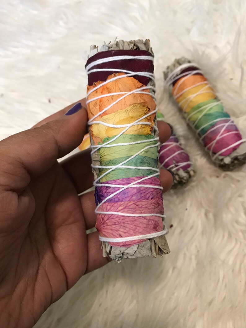 One 7 Chakra Sage with rose petals