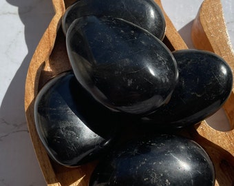 One Black tourmaline Palmstone For Protection & Grounding