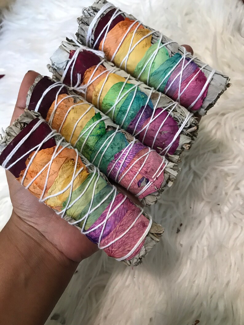 One 7 Chakra Sage with rose petals