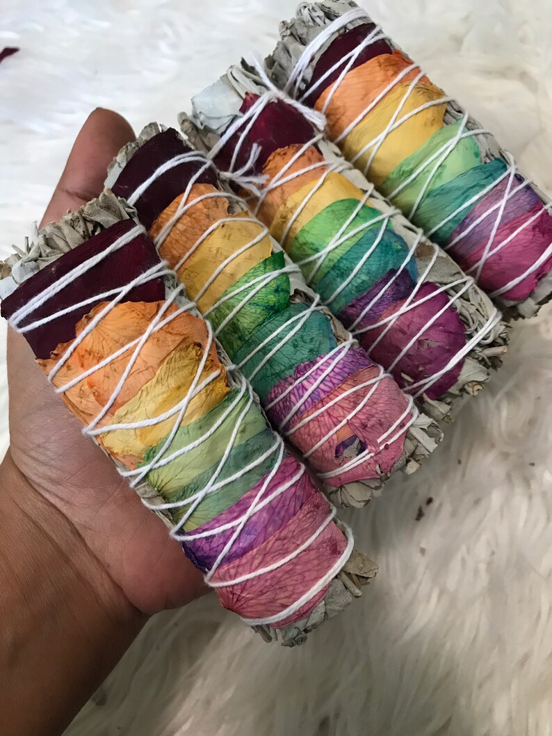 One 7 Chakra Sage with rose petals