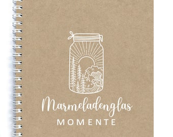 Diario de viaje Libro de diario JAM JAR MOMENTS Papel Kraft natural marrón Diario de atención plena Diario de gratitud Notas Boda Boho