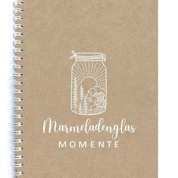 Reisetagebuch Journaling-Buch MARMELADENGLAS MOMENTE Braun Natur Kraftpapier Achtsamkeitstagebuch DankbarkeitsTagebuch Notizen Hochzeit Boho