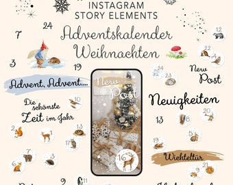 200 Instagram Story Elements ADVENT CALENDAR WICHTELDOOR CHRISTMAS Ig Stories digital blogger influencer Wichtelpost Advent competition