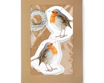 Party garland pennant chain robin bird 10 pieces (punched) & 2 meters of string forest kindergarten woodland animals wedding children's birthday christening