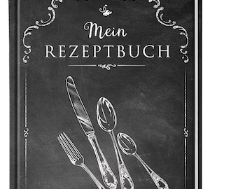 Kochbuch, DIY Rezeptbuch zum eintragen ihrer Rezepte, A4 Format Hardcover + selbstklebende Aufkleber zum selber ausschneiden und bekleben