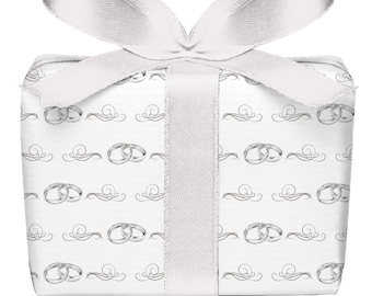 Gift wrapping paper set 3 sheets ring for wedding gifts printed on PEFC certified paper, 50 x 70 cm