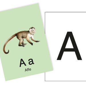 1 Postkarte A wie Affe Ergänzungskarten zum ABC Karten Set