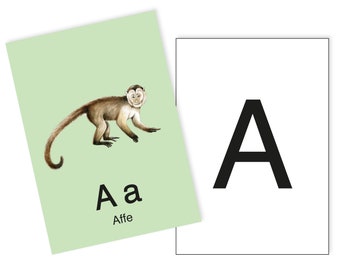 1 Postkarte A wie Affe Ergänzungskarten zum ABC Karten Set