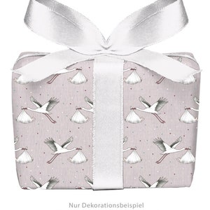 Geschenkpapier Bogen STORCH BABY rosa Geburt Taufe  50x70 cm gedruckt auf PEFC™ zertifiziertem Papier