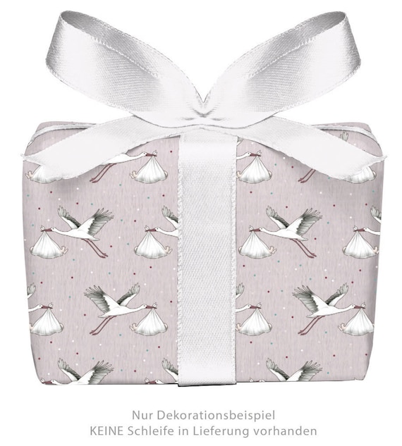 Geschenkpapier Bogen STORCH BABY rosa Geburt Taufe  50x70 cm gedruckt auf PEFC™ zertifiziertem Papier