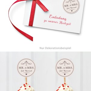 Geschenkaufkleber zur Hochzeit Mr. & Mrs. 24 Sticker DIY Hochzeitsdekoration von Geschenken, Taschentücher, Wunderkerzen, Reis als Etikett imagem 4