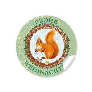 Christmas stickers for decorating gifts, 24 "Merry Christmas" squirrel stickers for Christmas