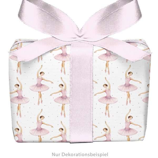 Geschenkpapier Set 3 Bögen BALLERINA rosa weiß Kindergeburtstag Ballet Mädchen Tanzen gedruckt auf PEFC zertifiziertem Papier 50 x 70 cm