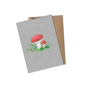Postkarte Pilz Fliegenpilz - grau - mit Umschlag / ohne Umschlag