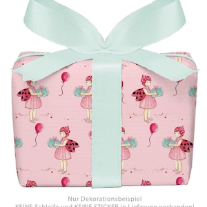 Geschenkpapier Bogen KÄFER MÄDCHEN ROSA Kindergeburtstag Taufe Geburt Weihnachtenn Schulanfang