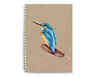 Travel diary diary notebook garden book KINGFISH LINED turquoise blue orange printed on kraft paper photo book notes photos