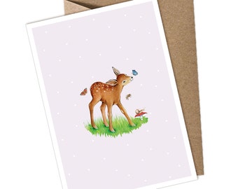 Postcard + envelope REH ROSA Invitation card Greeting card for the children's birthday Back to school Schoolchild