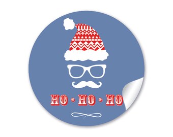 Weihnachtsaufkleber zur Weihnachtsdekoration von Geschenken mit HIPSTER WEIHNACHSTMANN • 24 Sticker HOHOHO zu Weihnachten Petrol