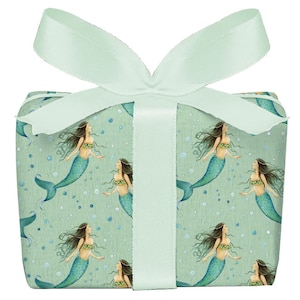 3 Bögen Geschenkpapier MEERJUNGFRAU GRÜN mermaid Kindergeburtstag 50x70 cm, PEFC™ zertifiziertes Papier