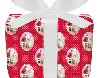 3 sheets of Christmas gift wrap with Santa Claus design for Christmas presents, Advent calendars, PEFC certified paper 50 x 70 cm