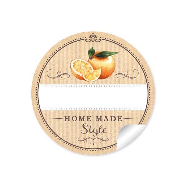 Marmeladen Etikett für Gastgeschenke, 24 Sticker "Orange" für selbstgemachte Konfitüre zur Hochzeit, Taufe oder als Weihnachtsgeschenk
