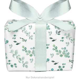 3 Bögen Geschenkpapier EUKALYPTUS grün weiß Taufe Geburt Kommunion Konfirmation Firmung 50x70 cm gedruckt auf PEFC™ zertifiziertem Papier