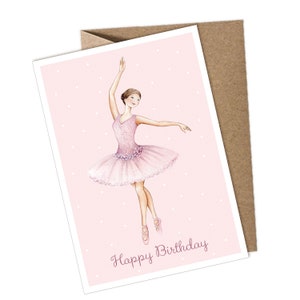 Postkarte + Umschlag HAPPY BIRTHDAY BALLERINA rosa Glückwunschkarte