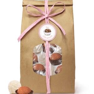 Gift bags for small gifts as a gift for e.g. chocolates, biscuits, coffee, tea, 12 paper bags with window image 3