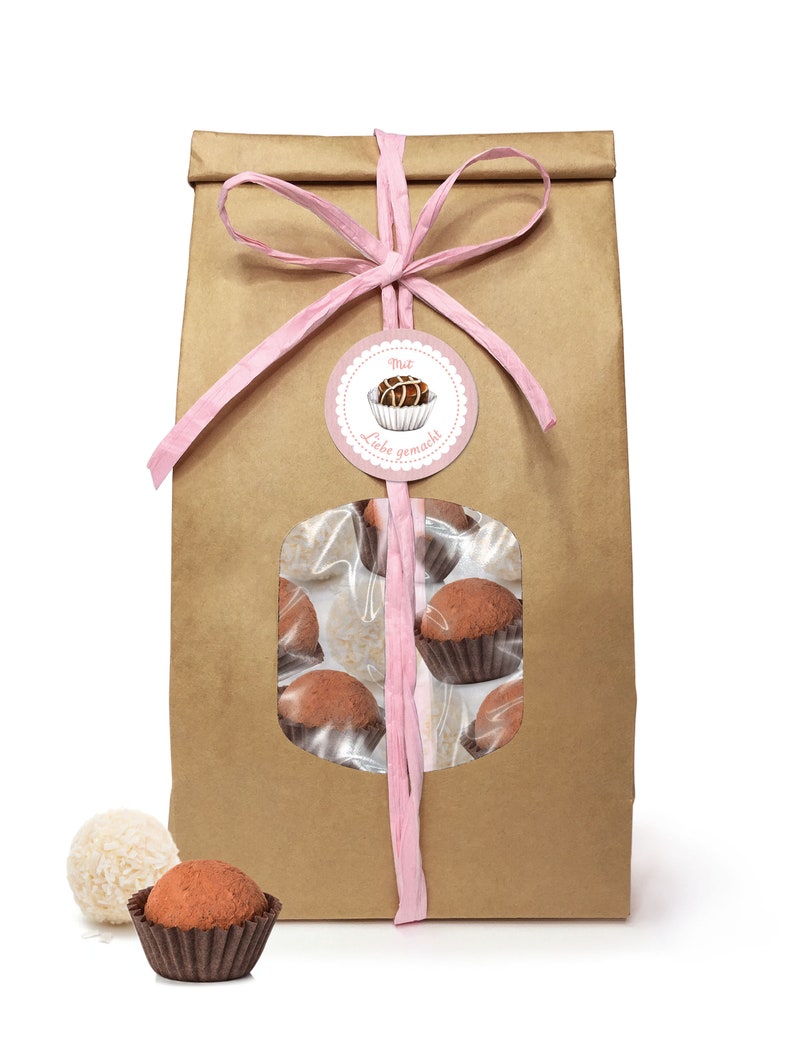 Gift bags for small gifts as a gift for e.g. chocolates, biscuits, coffee, tea, 12 paper bags with window image 3