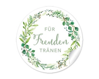 Geschenkaufkleber zur Hochzeit "Für Freudentränen" Zweig 24 Sticker DIY Hochzeitsdekoration von Geschenken, Taschentücher, Wunderkerzen