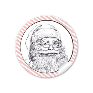 Weihnachtsaufkleber zur Weihnachtsdekoration von Geschenken, 24 Sticker "Weihnachtsmann" Rosa zu Weihnachten