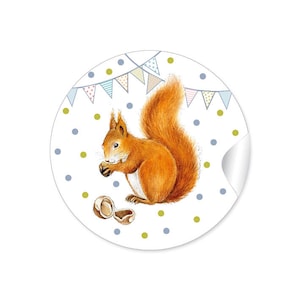 24 Sticker EICHHÖRNCHEN Geschenkaufkleber Kindergeburtstag, Geschenke, Geburt, Taufe