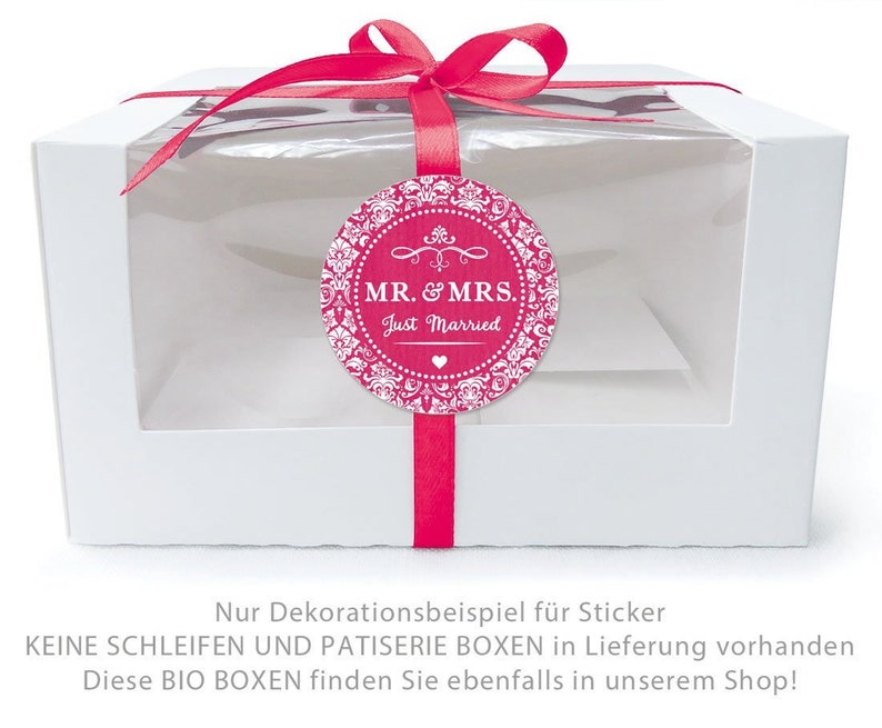 Geschenkaufkleber zur Hochzeit Mr. & Mrs. Rosa 24 Sticker DIY Hochzeitsdekoration von Geschenken, Luftballons, Reis, Wunderkerzen Bild 4